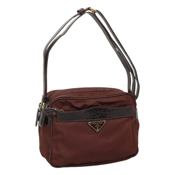 PRADA Shoulder Bag Nylon Brown Auth 112599 - Picture 1 of 16